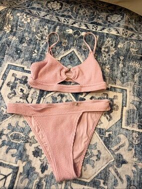Aerie Women’s Pink Textured Bikini Set